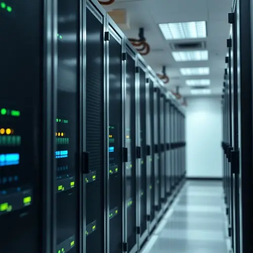 Rows of modern server racks in a data center