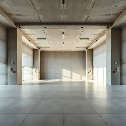 A minimalist modern concrete architectural space with clean lines.