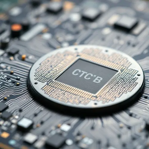 A detailed close-up of a semiconductor wafer with microchip designs, representing advanced technology.