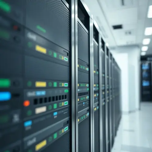 A detailed view of server racks inside a modern data center.