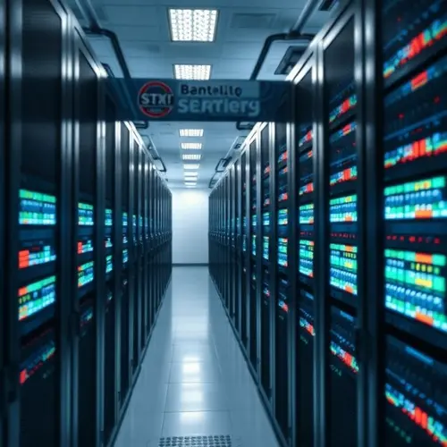 Photo of a server rack inside a modern data center.