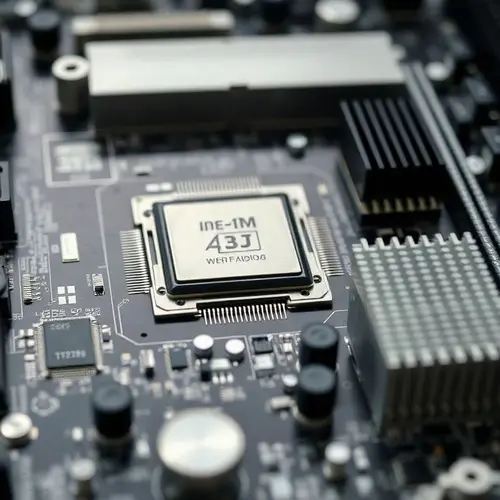 Detailed close-up of a server motherboard showing silicon chips and circuit board components.