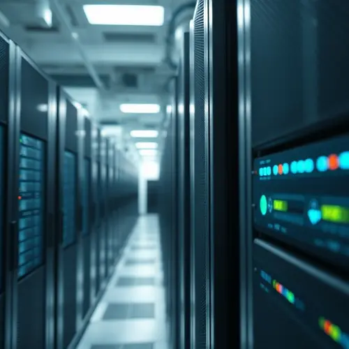 Rows of modern server racks in a data center
