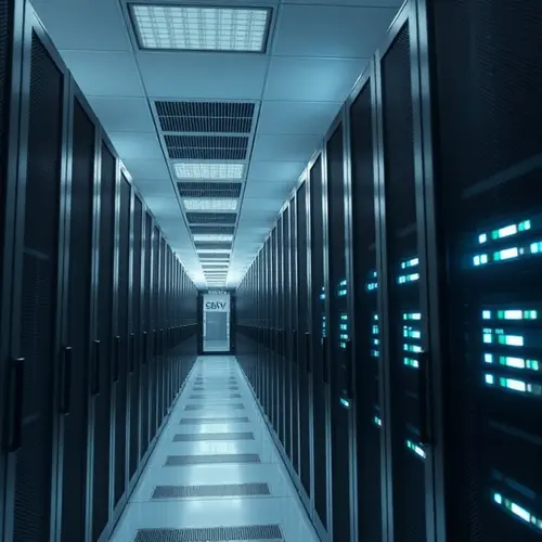 Rows of modern servers glowing in a data center