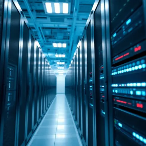 Server blades and racks within a modern data center.