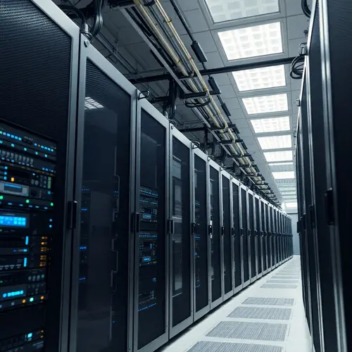 Image showing modern server racks and network infrastructure within a data center environment.