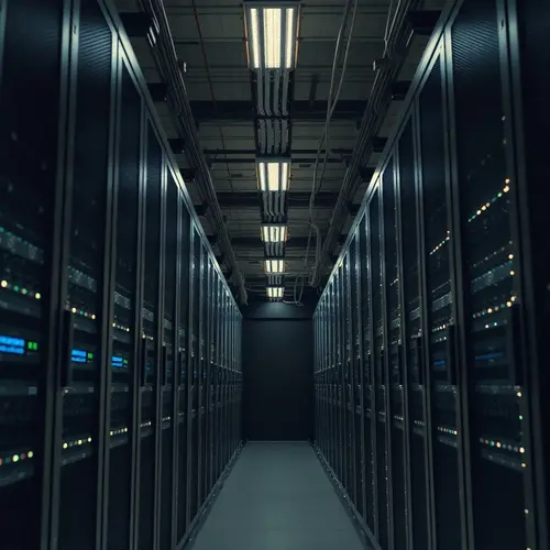 Rows of server racks in a data center, illustrating enterprise data infrastructure.