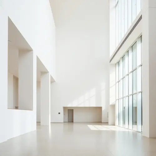 A minimalist architectural scene with clean lines and modern materials, representing contemporary design.